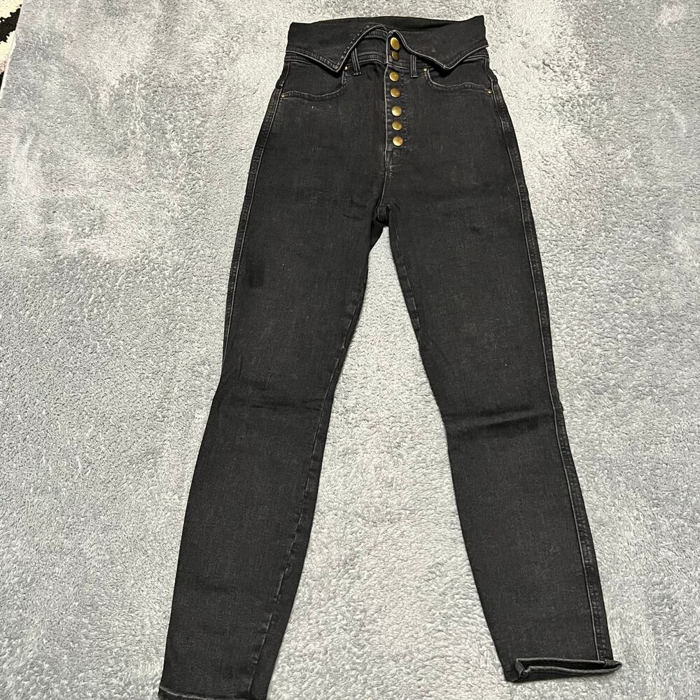 Mother Jeans Womens 26 (26x27.5) The Swooner Exposed Snap Ankle Black
